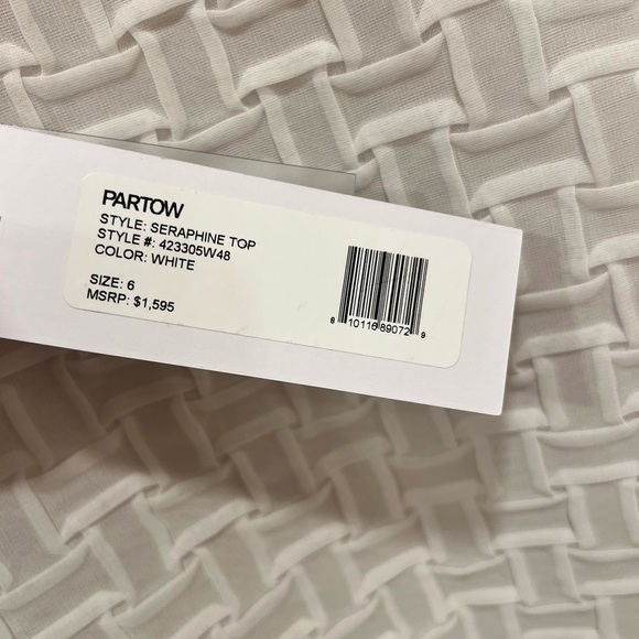 Partow | Seraphine | Basket Weave | Blouse | White | Size 6 | NWT - Picture 6 of 14